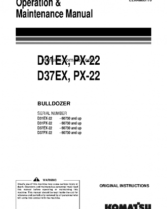 D37EX-22(JPN)-FOR EU S/N 60730-UP Operation manual (English)