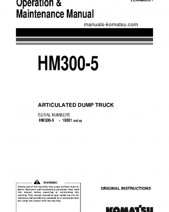 HM300-5(JPN) S/N 10001-UP Operation manual (English)