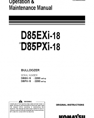 D85EXI-18(JPN) S/N 22083-UP Operation manual (English)