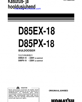 D85PX-18(JPN) S/N 22001-UP Operation manual (Estonian)