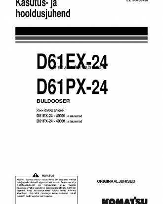 D61EX-24(JPN) S/N 40001-UP Operation manual (Estonian)