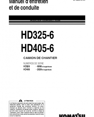 HD325-6(JPN) S/N 6056-UP Operation manual (French)