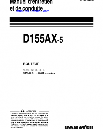D155AX-5(JPN) S/N 75001-UP Operation manual (French)