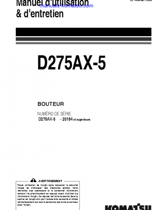 D275AX-5(JPN) S/N 20164-UP Operation manual (French)