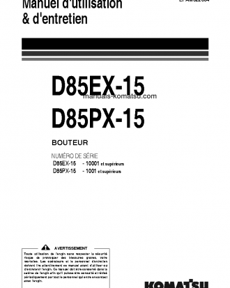 D85EX-15(JPN) S/N 10001-UP Operation manual (French)