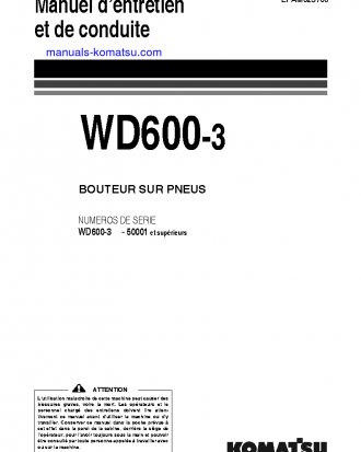 WD600-3(JPN) S/N 50001-UP Operation manual (French)