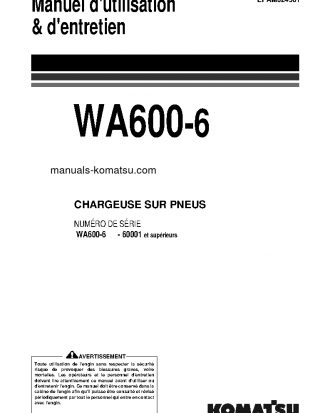 WA600-6(JPN) S/N 60001-60360 Operation manual (French)