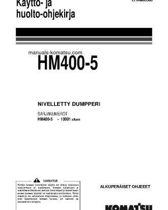 HM400-5(JPN) S/N 10001-UP Operation manual (Finnish)