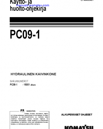 PC09-1(ITA) S/N 15001-UP Operation manual (Finnish)