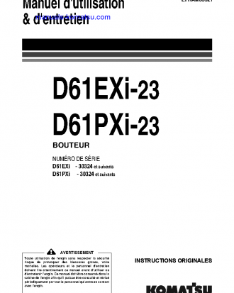 D61EXI-23(JPN) S/N 30324-UP Operation manual (French)