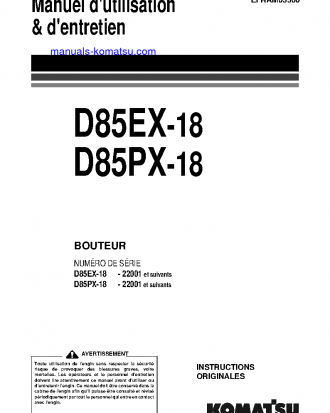 D85PX-18(JPN) S/N 22001-UP Operation manual (French)