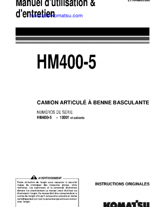 HM400-5(JPN) S/N 10001-UP Operation manual (French)