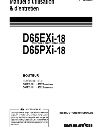 D65PXI-18(JPN) S/N 90023-UP Operation manual (French)