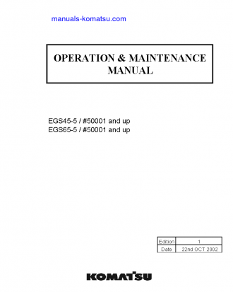 EGS65-5(SGP) S/N 50001-UP Operation manual (English)