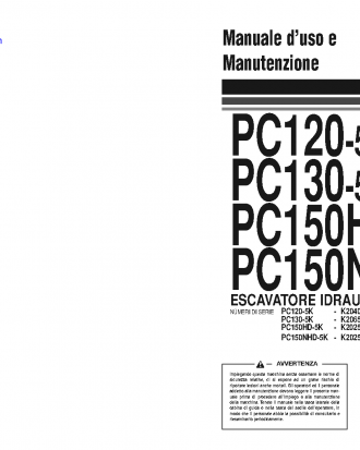 PC120-5(GBR)-K S/N K20402-UP Operation manual (Italian)