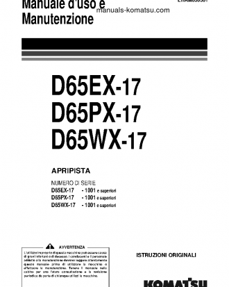 D65PX-17(JPN) S/N 1001-UP Operation manual (Italian)