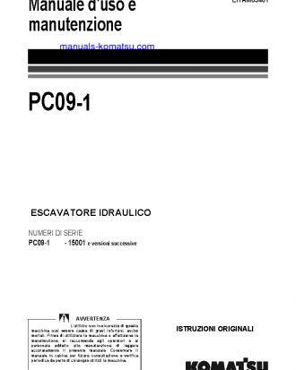 PC09-1(ITA) S/N 15001-UP Operation manual (Italian)