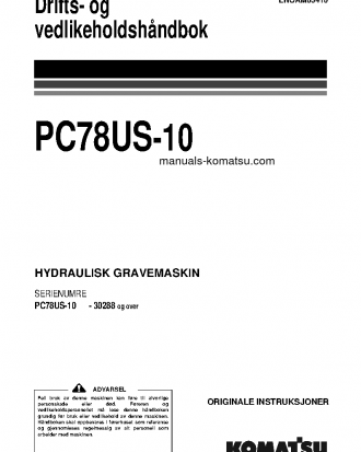 PC78US-10(JPN) S/N 30288-UP Operation manual (Norwegian)