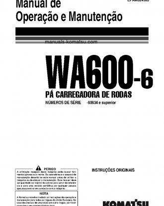 WA600-6(JPN) S/N 60634-UP Operation manual (Portuguese)