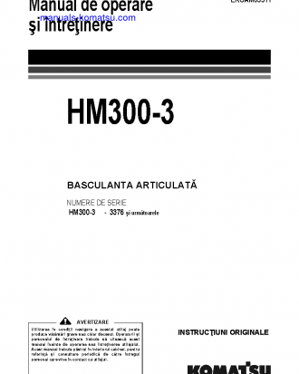 HM300-3(JPN) S/N 3376-UP Operation manual (Romanian)