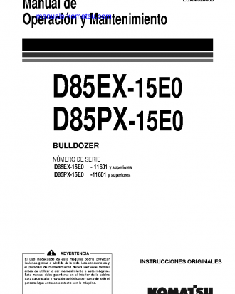 D85EX-15(JPN)-E0 S/N 11601-UP Operation manual (Spanish)
