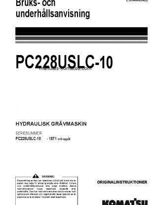 PC228USLC-10(JPN) S/N 1871-UP Operation manual (Swedish)