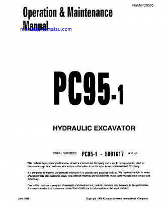 PC95-1(ITA) S/N R01617-R05144 Operation manual (English)