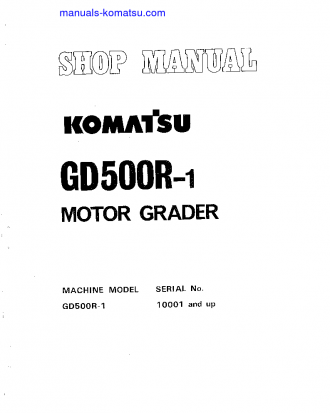 GD500R-1(JPN) S/N 10001-UP Shop (repair) manual (English)