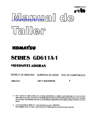 GD611A-1(JPN) S/N 10001-UP Shop (repair) manual (Spanish)