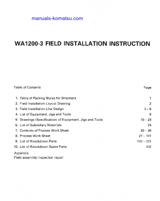WA1200-3(JPN) S/N 50001-UP Field assembly manual (English)
