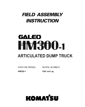 HM300-1(USA)-L S/N A10001-UP Field assembly manual (English)