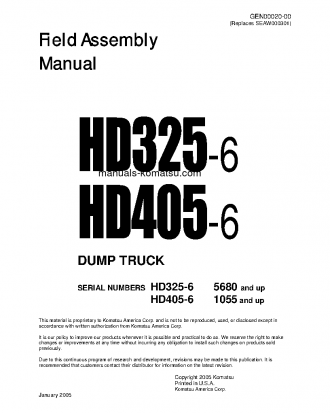 HD325-6(JPN) S/N 5680-UP Field assembly manual (English)
