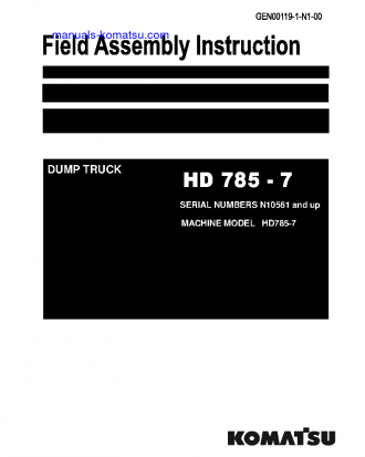 HD785-7(IND)-50C DEGREE M/C SPEC S/N N10561-UP Field assembly manual (English)