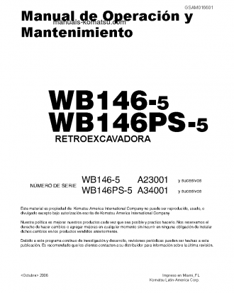 WB146-5(USA) S/N A23001-UP Operation manual (Spanish)