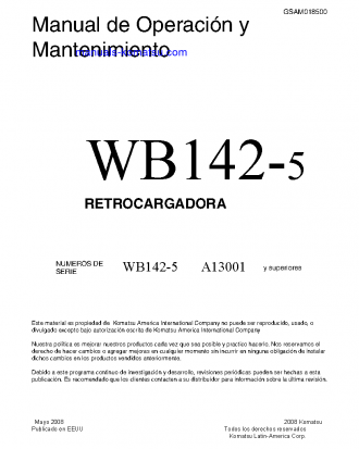 WB142-5(USA) S/N A13001-UP Operation manual (Spanish)