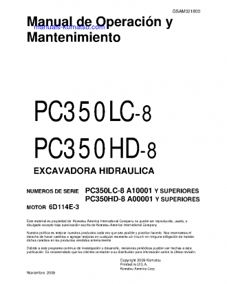 PC350HD-8(USA) S/N A00001-UP Operation manual (Spanish)