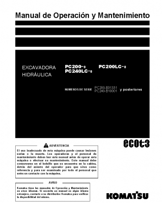 PC200-8(BRA) S/N B31331-UP Operation manual (Spanish)