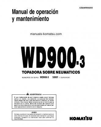 WD900-3(JPN) S/N 50001-UP Operation manual (Spanish)