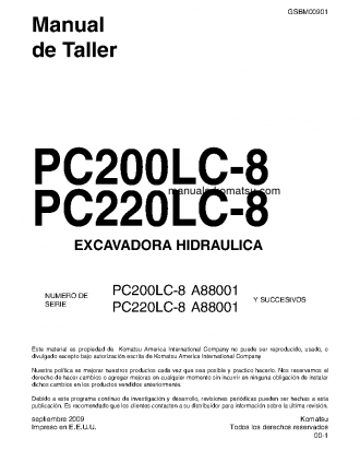 PC200LC-8(USA) S/N A88001-UP Shop (repair) manual (Spanish)