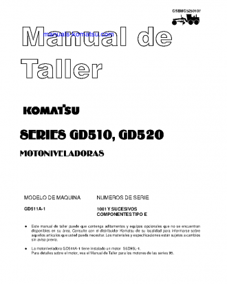 GD511A-1(JPN) S/N 10001-UP Shop (repair) manual (Spanish)