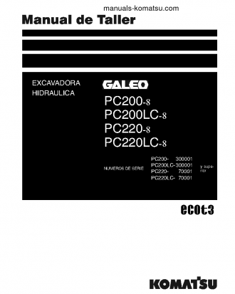 PC200LC-8(JPN)-WORK EQUIPMENT GREASE 500H S/N 300001-UP Shop (repair) manual (Spanish)