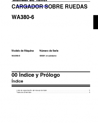 WA380-6(JPN) S/N 65001-UP Shop (repair) manual (Spanish)
