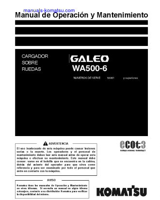 WA500-6(JPN) S/N 55001-UP Operation manual (Spanish)