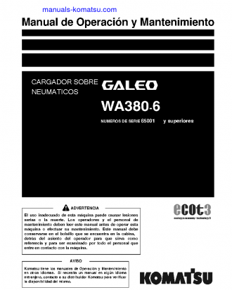 WA380-6(JPN) S/N 65001-UP Operation manual (Spanish)