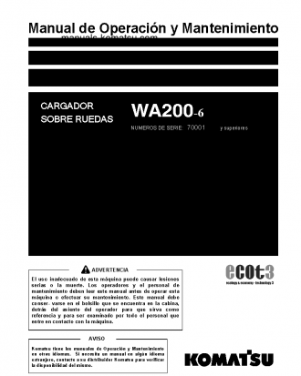 WA200-6(JPN) S/N 70001-UP Operation manual (Spanish)