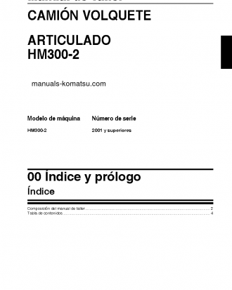HM300-2(JPN) S/N 2001-UP Shop (repair) manual (Spanish)