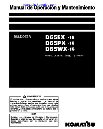 D65EX-16(JPN) S/N 80012-UP Operation manual (Spanish)
