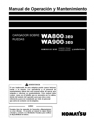 WA900-3(JPN)-E0 S/N 60095-60161 Operation manual (Spanish)