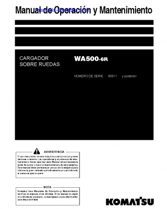 WA500-6(JPN)-R S/N 60011-UP Operation manual (Spanish)