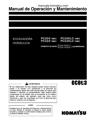 PC200-8(JPN)-M0 S/N 4000073-UP Operation manual (Spanish)